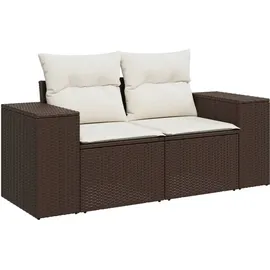 vidaXL 7-tlg. Garten-Sofagarnitur mit Kissen Braun Poly Rattan