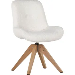 Esszimmerstuhl GUTMANN FACTORY "Wolly", weiß (weiß, natur), B:55cm H:84cm T:60cm, Stühle, mit Teddyfell Bezug