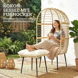 Outsunny Eiersessel Gartensessel 65 x 76 x 147 cm beige 1 St.