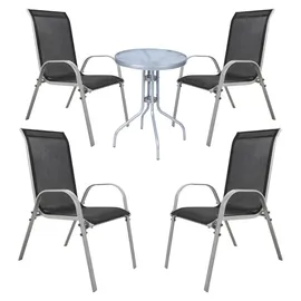 Mojawo Bistrogarnitur 5-tlg. Silbergrau/Schwarz