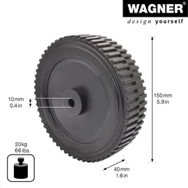 Wagner System GmbH WAGNER Vollscheibenrad - Durchmesser Ø 150 x 40 mm, Achsloch Ø 10 mm, Kunststoff, schwarz, Tragkraft 30 kg - 03815001