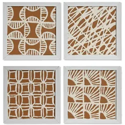 4-teiliges Bilderset Home ESPRIT Modern Weiß/Natur, 22 x 22 cm