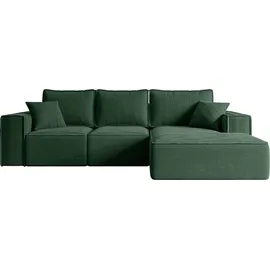 altdecor Ecksofa Cord mit Schlaffunktion und Bettkasten 2-Sitzer Grün