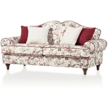 furn.design Sofa 3-Sitzer in mit Blumenmuster, Landhausstil, mit Bonell Federkern beige