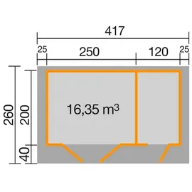 Weka Gartenhaus 253 4 x 2 m Grau