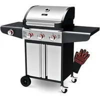 deluke Gasgrill 3+1 Brenner mit Deckel Silber