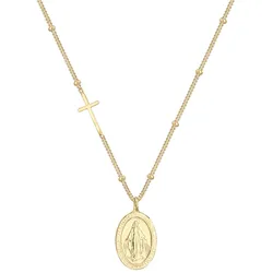 Elli Kreuz Kugeln Marienbild 925 Silber goldfarben Damen 