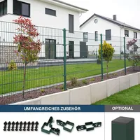 Home Deluxe Doppelstabmattenzaun MORATA Höhe: 240 cm / Länge: 20 m 1x Eckpfosten I Gartenzaun, Mattenzaun - Grün