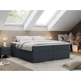 Boxspringbett ohne Kopfteil mit Bettkasten, niedriges Kopfteil, Polsterbett ohne Kopfteil - BESS - 180x200 - Dunkelgrau - H4 - Dunkelgrau
