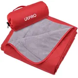 URPRO Warme wasserdichte Decke Fleecedecke Campingdecke Picknickdecke Außendecke mit Tragetasche für Stadion, Picknick, Camping, Strand, Hunde, Sofa ROT