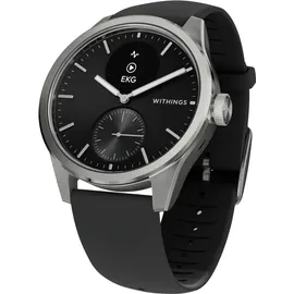 Withings Scanwatch 2 42 mm schwarz, Sport Fluorelastomer-Armband schwarz/silber