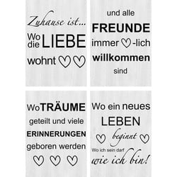 Artland Poster Wo die Liebe wohnt 1-4, Sprüche & Texte (4 St), Poster, Wandbild, Bild, Wandposter grau 21 cm x 29,7 cm