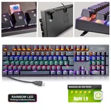 Eaxus Eaxus® Mechanische Gaming Tastatur - LED Gaming Keyboard mit Makrotasten & Blue Switches, USB 1000 Hz Pollingrate, QWERTZ, Schwarz