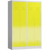 Classix Spind Stahl lichtgrau/zinkgelb 4 Abteile 119 x 50 x 180 cm abschließbar