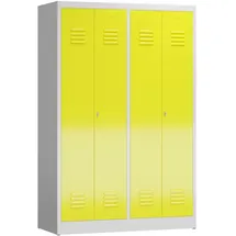 Classix Spind Stahl lichtgrau/zinkgelb 4 Abteile 119 x 50 x 180 cm abschließbar