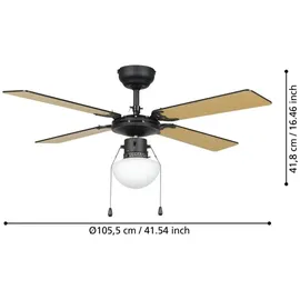 EGLO Fortaleza 106,6 cm Deckenventilator Schwarz