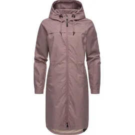 Ragwear Damen, Wasserdichte Übergangsjacke leichte Jacke lang mit Kapuze Belinka Mauve24 Gr. XXL - XXL