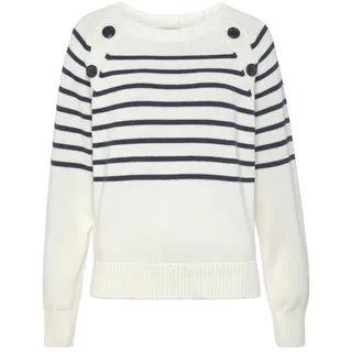 VIVANCE Streifenpullover Damen weiß-marine Gr.36/38