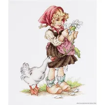 Lucas Luca-S Kreuzstichset Mädchen mit Einer Gans, Zählmuster, 14,5x20cm