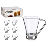 emeco Latte-Macchiato-Glas 6 Latte Macchiato Gläser 190ml Kaffeegläser Teeglas mit Metal Henkel, Glas