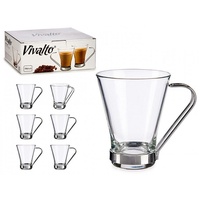 emeco Latte-Macchiato-Glas 6 Latte Macchiato Gläser 190ml Kaffeegläser Teeglas mit Metal Henkel, Glas