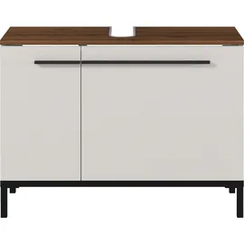 Germania Waschbeckenunterschrank GERMANIA "Yonkers", braun (kaschmir, nussbaum, nachbildung), B:80cm H:58,5cm T:34cm, Schränke, Waschbeckenunterschrank, Hochwertige ABS-Kanten, Griffe & hohe Füße aus Metall, Breite 80 cm