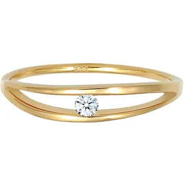 Diamore Elli DIAMONDS Ring Verlobung Schlicht mit Diamant (0.06 ct.) 585 Gelbgold Verlobungsring, Wellen in Gold | Gr.: 52