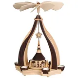 Zeidler Holzkunst Weihnachtspyramide Zeidler Design Pyramide Wenge mit Seiffener Kirche, Handarbeit aus dem Erzgebirge beige