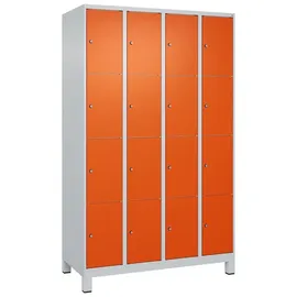 C+P Fächerschrank ""Classic Plus"", 4 Fächer übereinander, Abteilbreite 30 cm, mit Füßen, Reinorange (RAL 2004), 195x120x50 cm/ 16 Fächer