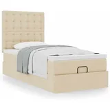 vidaXL Ottoman-Bett mit Matratze Creme 100x200 cm Stoff