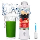 TOPESCT 600 ml Tragbarer Mixer Smoothie Maker, Mini Smoothie Mixer USB Wiederaufladbar, Starke Schneidleistung mit 6 Ultrascharfen Klingen für Reise, Büro & Sport (Weiß)