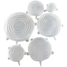 Spetebo 6er Set Universal Silikondeckel rund - 6,5 cm bis 20,5 cm - Dehnbare Frischhalte Deckel Stretch Abdeckung Wiederverwendbar