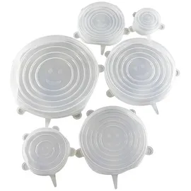 Spetebo 6er Set Universal Silikondeckel rund - 6,5 cm bis 20,5 cm - Dehnbare Frischhalte Deckel Stretch Abdeckung Wiederverwendbar
