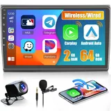 [2+64G] Hikity Autoradio Android 13 mit Navi für FIAT Bravo 2007-2013, 9 Zoll Touch Display Autoradio mit Bildschirm Carplay Android Auto GPS WiFi Bluetooth FM RDS Rückfahrkamera