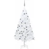 vidaXL Künstlicher Weihnachtsbaum mit Beleuchtung & Kugeln Weiß 120 cm