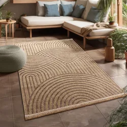 Teppich PACO HOME "Cologne 492", beige, B:160cm H:11mm L:220cm, Polypropylen (PP), Teppiche, Fransenteppich, Flachgewebe, meliert, Regenbogen, mit Fransen, Outdoor geeignet