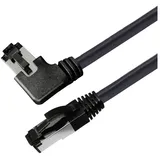 Maxtrack TI51-1,5L RJ45 Netzwerkkabel, Patchkabel CAT 8.1 S/FTP 1.50 m Schwarz 90° nach rechts gewinkelt, Einzelschirm 1St.