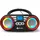 Klim Boombox B3 Tragbarer CD Player + FM Radio, MP3, Bluetooth, AUX, USB, RGB LED + kabel- & kabelloser Betrieb mit wiederaufladbaren Akku blau - Rot