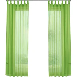 Gardinenbox 2er-Pack Gardinen Transparent Vorhang Set Wohnzimmer Voile Schlaufenschal mit Bleibandabschluß HxB 175x140 cm Apfelgrün,
