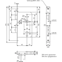 BMH Fluchttürhauptschloss 1122, 2-flg. Funktion B/EN 179, links, DM65,