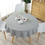 Sutowe Tischdecke, rund, Durchmesser 120 cm, aus Leinen & Baumwolle, waschbar, schmutzabweisend, einfache Twill-Tischdecke im nordischen Stil, für Küche, Garten, Party, Esstisch (grauer Pfeil, 120 cm)