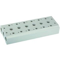 Riegler Mehrfach-Grundplatte für 5/2-5/3-Wegeventile, 7 Pos., M5, G 1/8