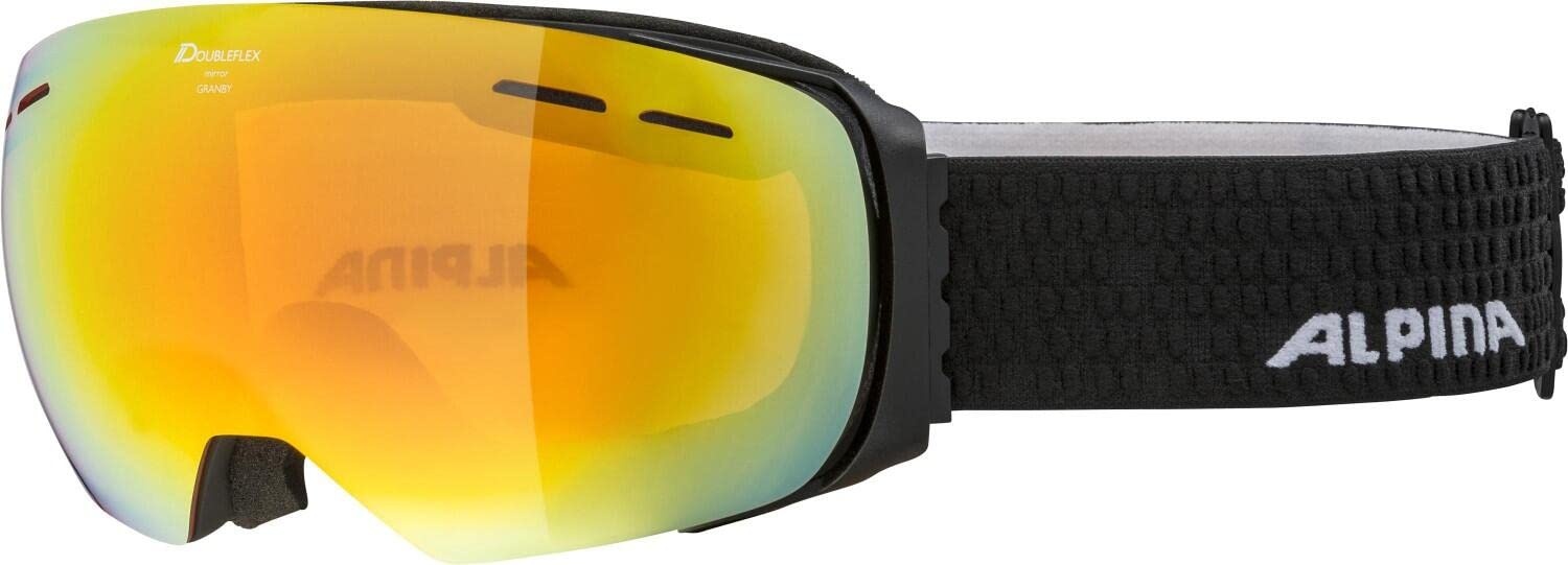 ALPINA GRANBY Q-LITE - Verspiegelte, Kontrastverstärkende Skibrille Mit 100% UV-Schutz Für Erwachsene, black matt, One Size