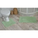 2tlg.Badgarnitur Badematte Badläufer Läufer Vorleger WC-Garnitur Badteppich - hellgrün