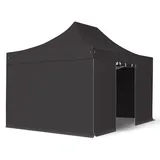 TOOLPORT Faltpavillon 3 x 4,5 m inkl. 4 Seitenteile Schwarz