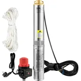 Vevor 3" Tiefbrunnenpumpe 550W Brunnenpumpe Max. Durchfluss 50L/min Tauchpumpe Max. Förderhöhe 89m Tauchwasserpumpe Sandbeständig 5% Max. Drehzahl