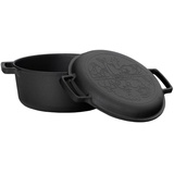 BRIZOLL Gusseisen Topf 4L Gusseisentopf Ø 24cm Brotbacken Kochtopf mit Deckel-Bratpfanne
