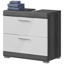 inn.furn Waschbeckenunterschrank Weiß Hochglanz grau 60 cm Shawn
