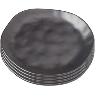 Kare Teller Organic Black Ø26cm, Keramik, Gebrannt, Natur pur, Speiseteller, Teller
