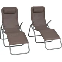 Merxx Wellnessliege XXL 2erSet 200 x 70 x 30 cm Silber/Taupe